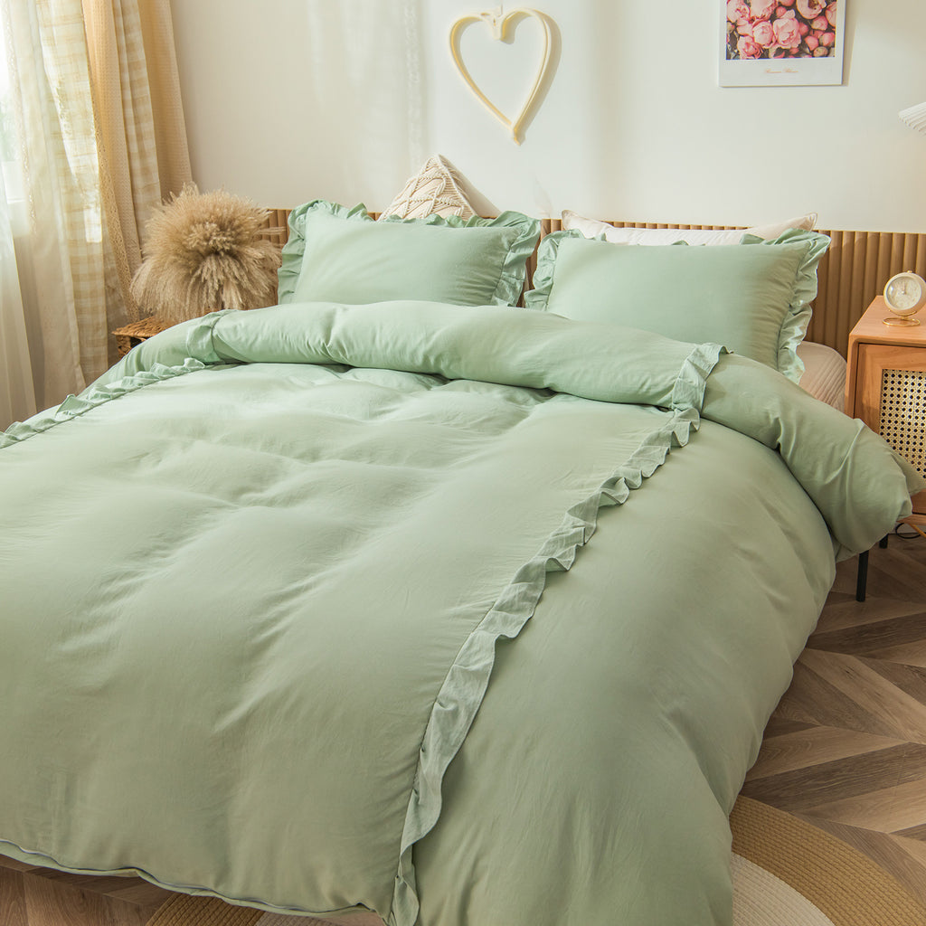 Ruffled Washed Cotton Quilt Cover Set