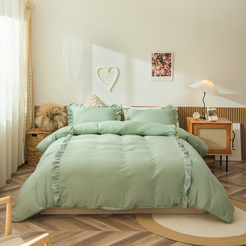 Ruffled Washed Cotton Quilt Cover Set