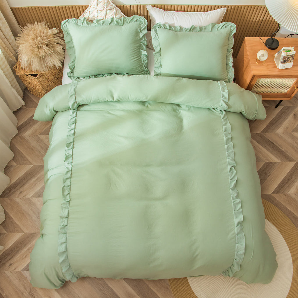 Ruffled Washed Cotton Quilt Cover Set